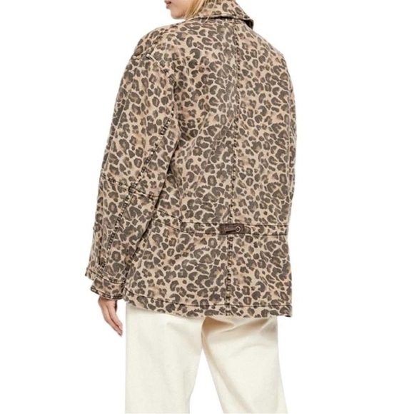 Free People Seize the Day Brown Leopard Denim Jacket - Picture 2 of 11